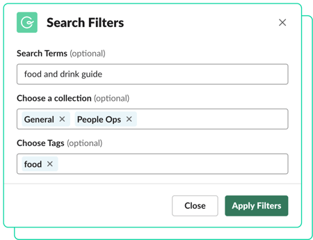 Guru Search Results in Slack Block Kit with Modals